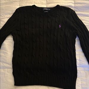 Polo by Ralph Lauren Black Cable Knit Crewneck Sweater Womens size L